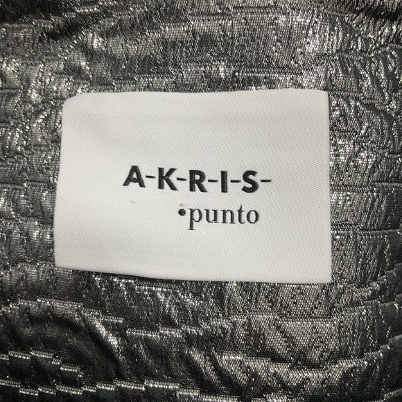 AKRIS PUNTO SILVER METALLIC TEXTURED JACQUARD JACKET - Picture 4 of 6